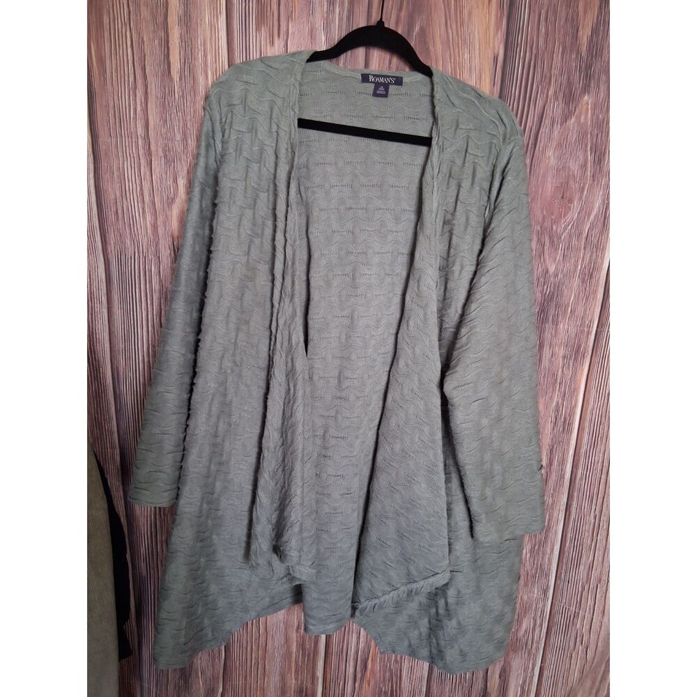 Romans gray open knit long sleeve cardigan size 1XL 22/24